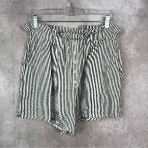 Reformation Paperbag Waist Striped Linen Pullon Shorts Women's Size 10